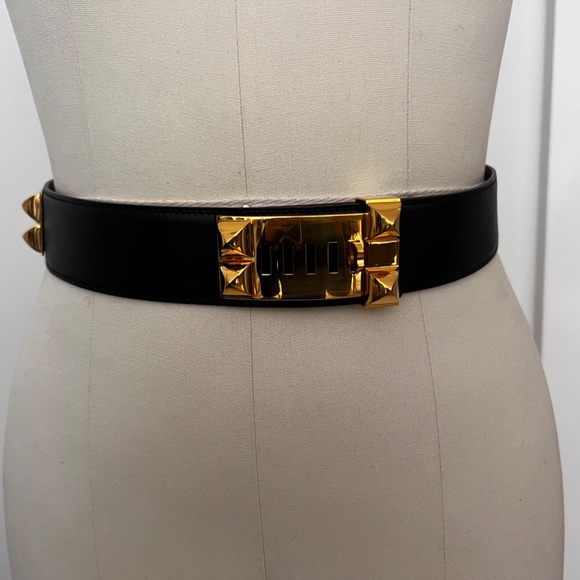HERMES Collier de Chien Belt. Black leather main image 7